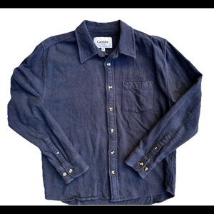 CORRIDOR NEW YORK Navy Blue Cotton Button Down Sz M Quiet Luxury Preppy